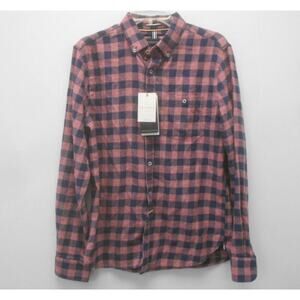 RARE Denim & Flower‎ Pink & Navy Blue Flannel Button-up - M